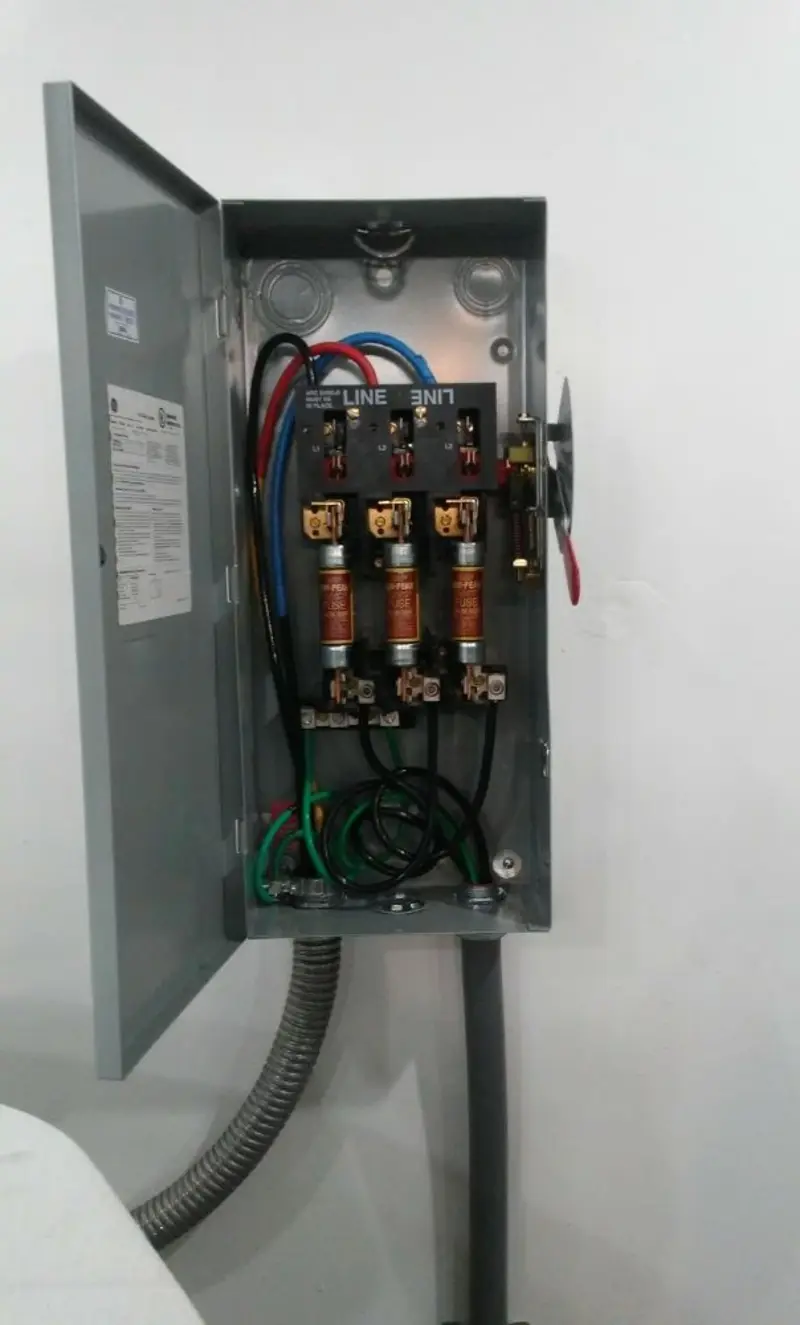 Three-phase disconnect switch installed for Smoke Detector Installation in Harrogate