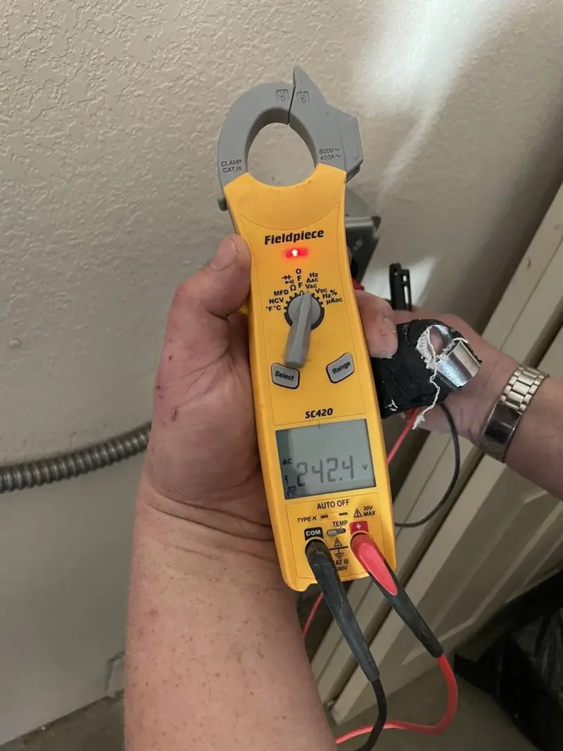 Voltage testing with clamp meter during Generator Installation in Harrogate